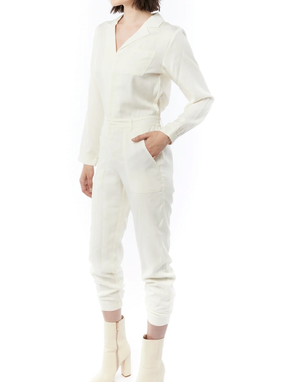 NWT LBLC The‎ Label Ivory Juliette Long Sleeve Jumpsuit Size Large